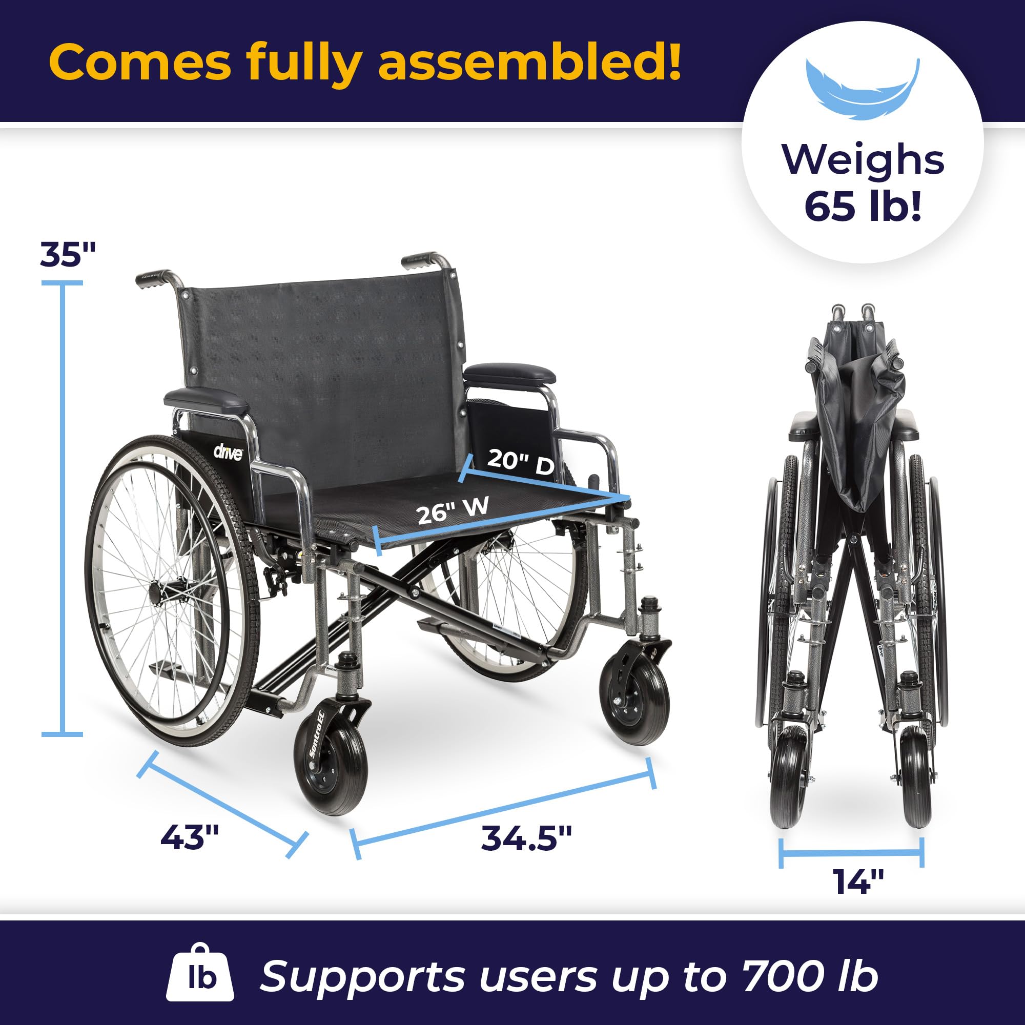 Amazon.com: Drive Medical STD26ECDDA Bariatric Sentra EC Heavy